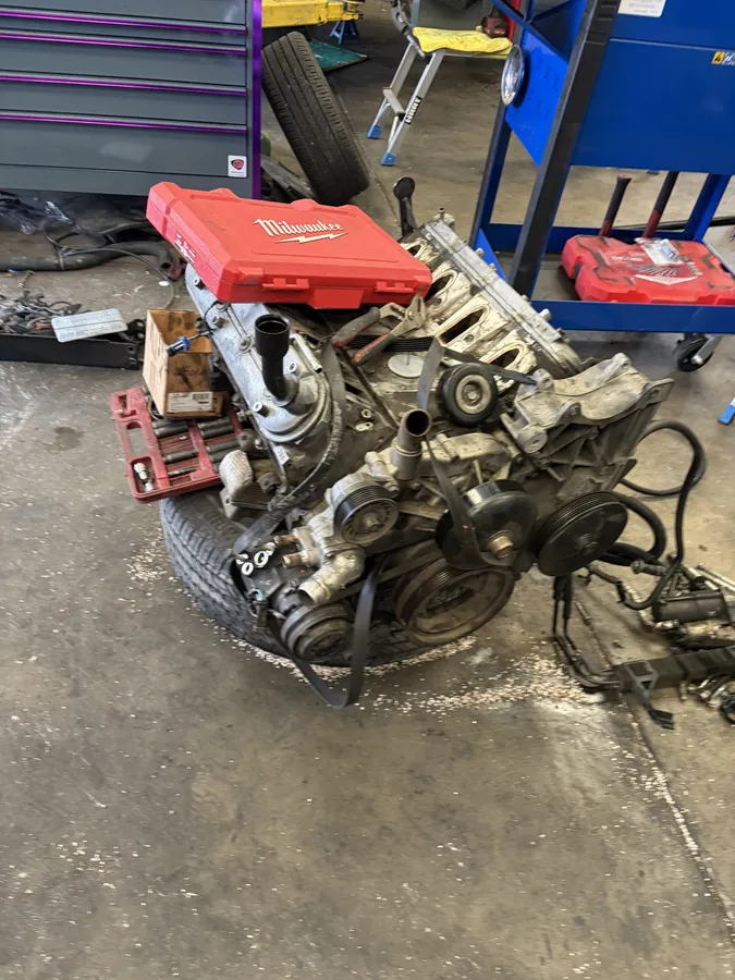 Engine teardown in the shop
