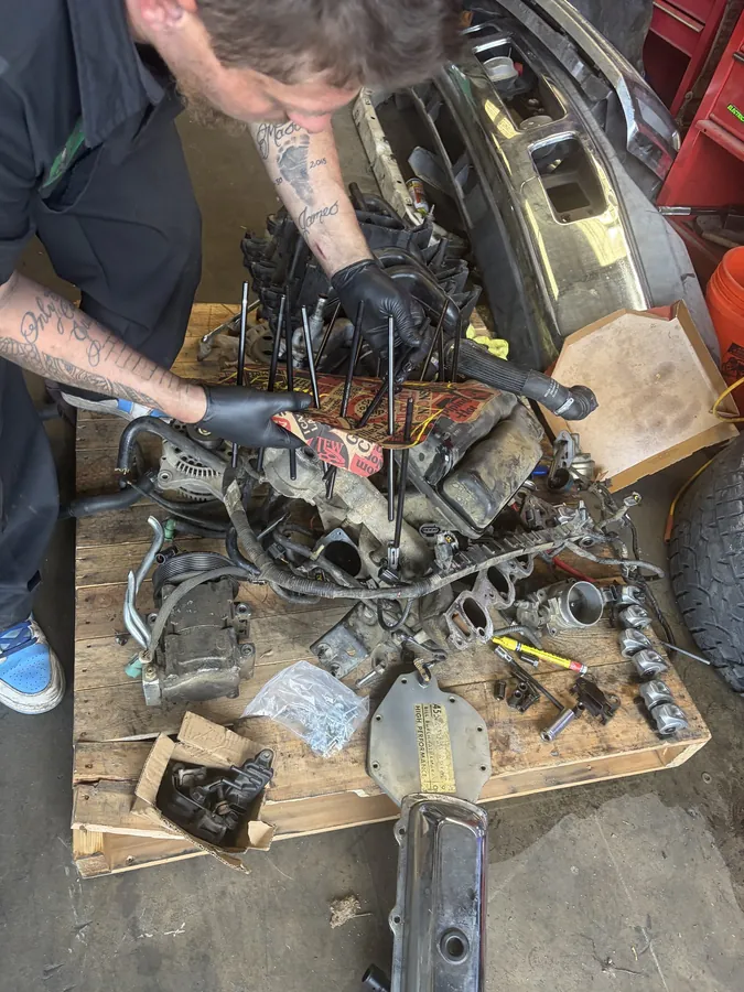 Timing cover job in progress