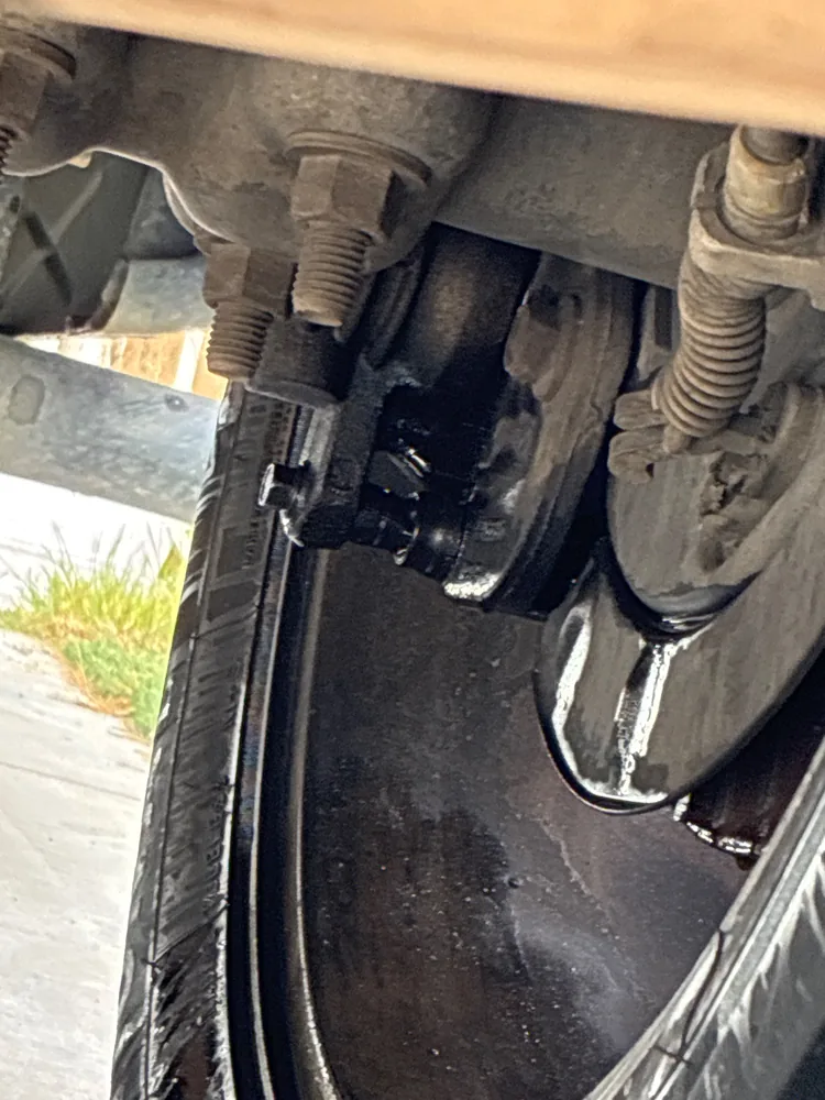 Wet brake fluid on the brake parts and inner wheel of a 2004 Chevy Silverado