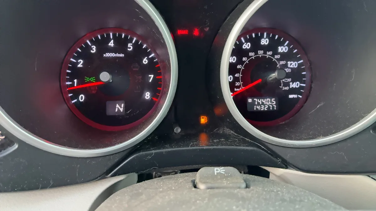Instrument cluster showing the odometer reading during a diagnostic