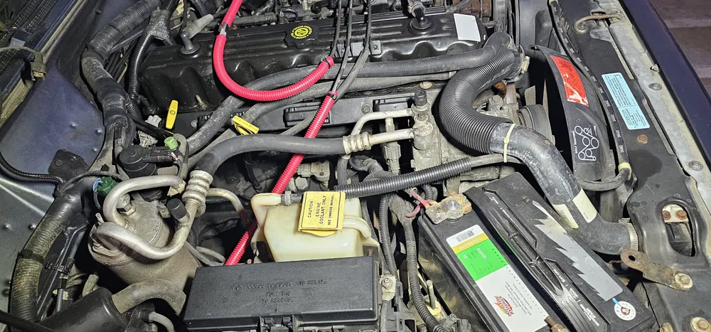 Jeep 4.0 engine bay during a diagnostic in Hemet CA