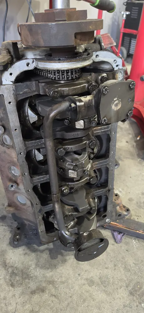 V8 engine on the stand during the Perris CA Town Car overhaul