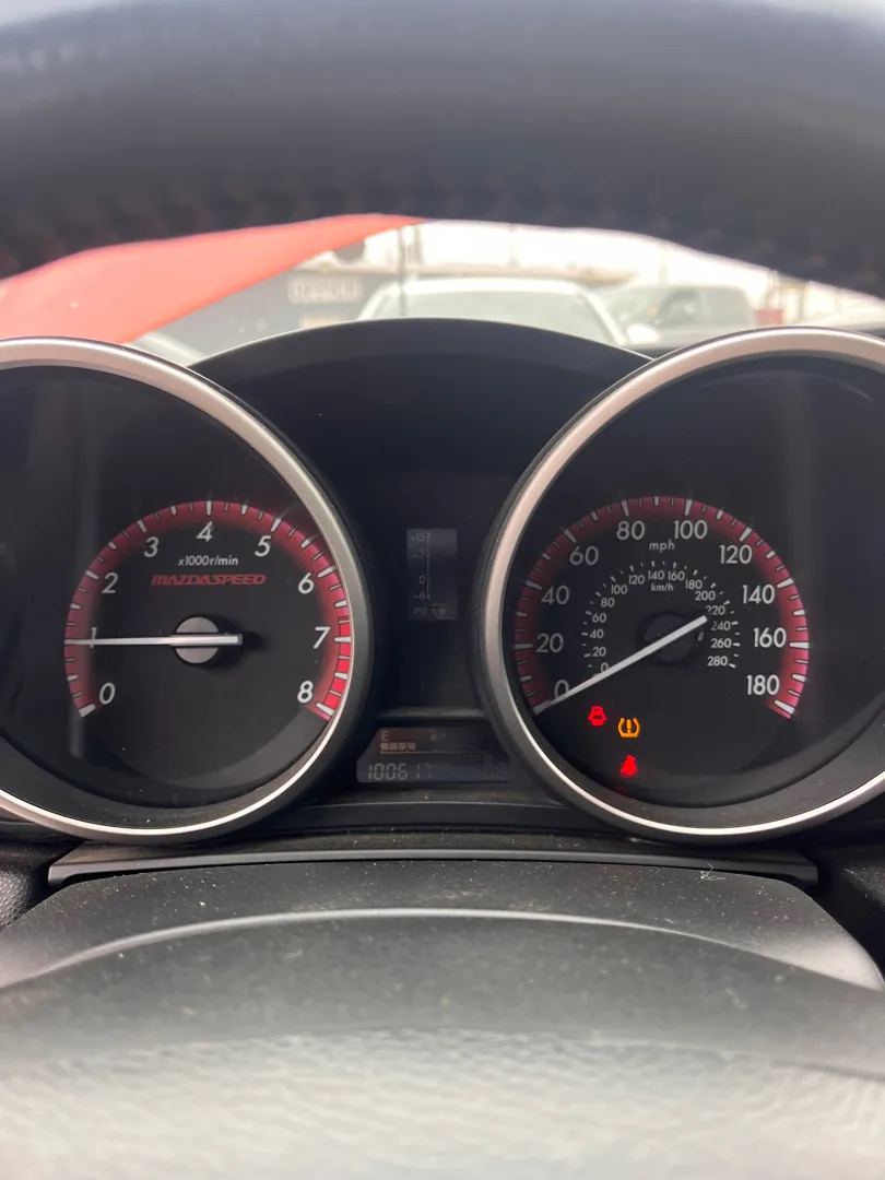 Mazdaspeed 3 gauge cluster checked during a Riverside CA inspection