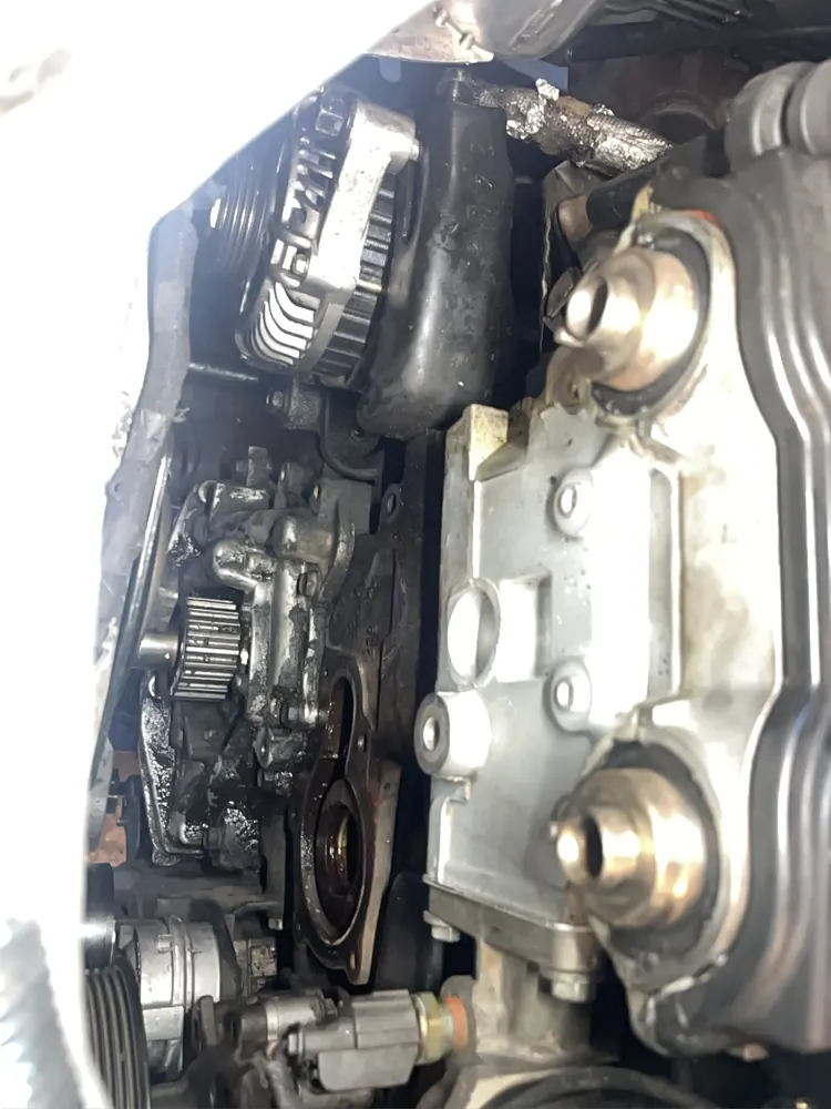 Valvetrain exposed during timing work on a PT Cruiser in Riverside CA
