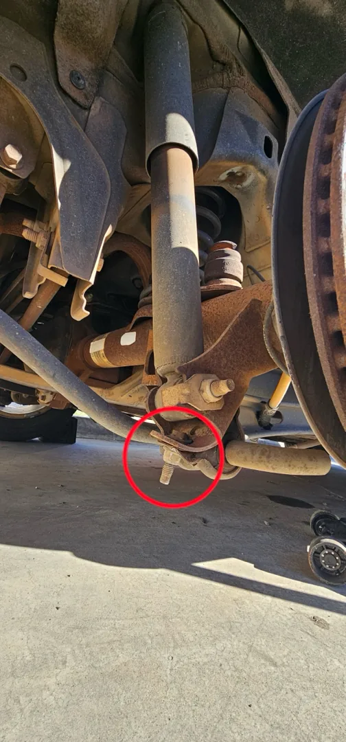 Suspension fault circled on the photo sent to a San Jacinto CA customer