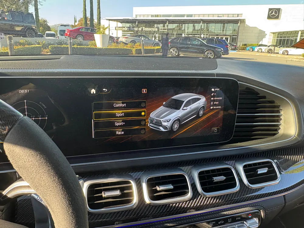 Infotainment and settings check during an AMG pre-purchase inspection