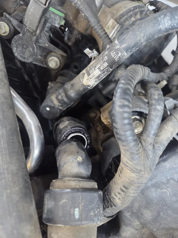 New heater core hoses and fittings installed during a cooling system repair in Riverside CA