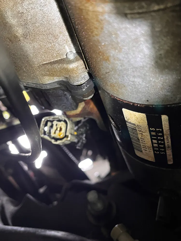 Starter removed from a Cummins diesel during an emergency no-start call