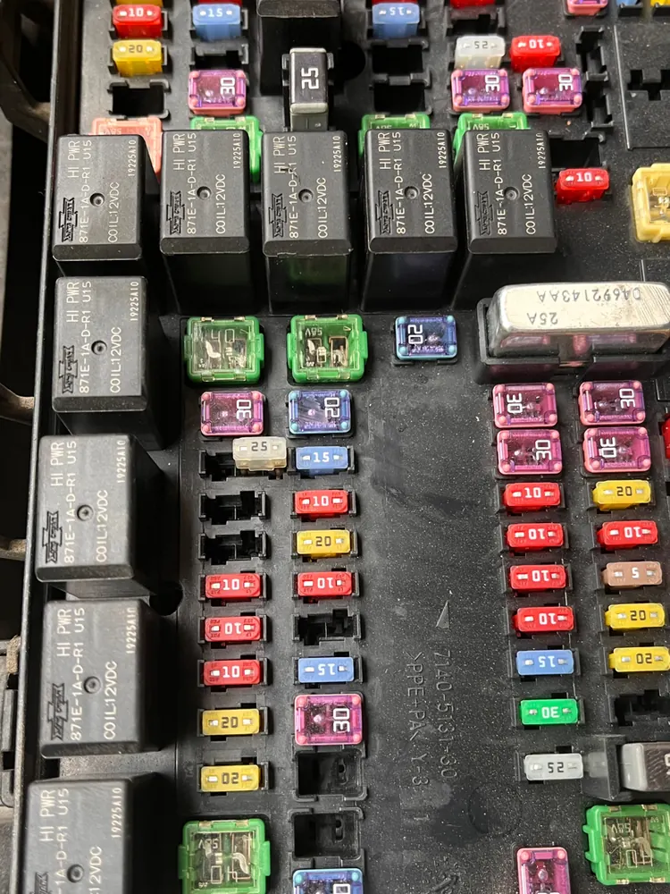 Underhood fuse and relay box opened during electrical troubleshooting